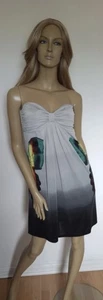Beautiful Strapless Short Dress By Miss Posh Size 12 NWOT Grey Butterfly Pattern - Picture 1 of 3