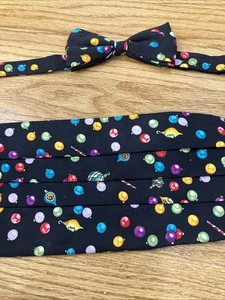 Vintage Nicole Miller Cummerbund Bowtie silk Christmas Ornaments / New Years Eve - Picture 1 of 12