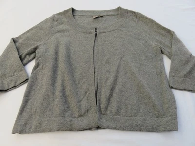 SAINSBURY'S GREY 3/4 SLEEVE SHORT FIT  100% CASHMERE WOOL CARDIGAN UK 16 FAULTY - Image 1 of 4