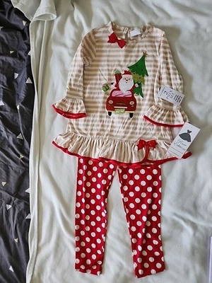 Juego de leggings de 2 piezas edición rara Big Girl 10 Santa In Car Foto 1 de 4
