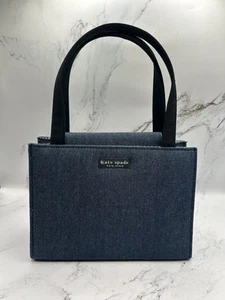 Kate Spade Vintage Denim Mini Purse Y2K Shoulder Bag Black Handle Plaid Interior - Picture 1 of 15