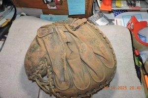 Antiker früher Nokona Leder Rechtswurf Baseball Catchers Mitt Handschuh Ron Hagge - Bild 1 von 8