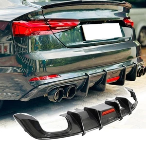 For Audi A5 B9 Sline S5 2017-2019 Carbon Fiber Rear Bumper Lip Diffuser Body Kit - Picture 1 of 11
