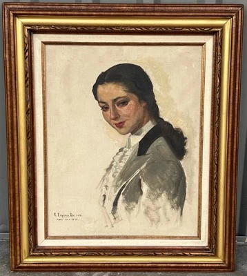 Ramon Espino Barros (1918 - 2000) Mexico 1953 Original Portrait Painting - Image 1 of 4