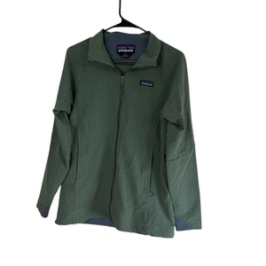 Patagonia R2 TechFace Jacket Womens Sz M Green Grid-Fleece Long SLeeve Full-Zip - Picture 1 of 16