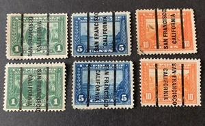 US Precancel Stamps 1913 1c,5c,10c Pan.-Pacific Expo. Precancel #L-12 6pcs. p12 - Picture 1 of 1
