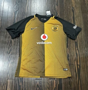 Nike Kaizer Chiefs South Africa Soccer Jersey Men’s Medium Black Yellow Poly NEW - Picture 1 of 6