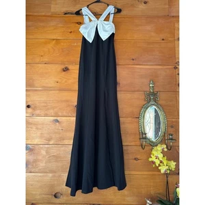 Lulus Luxurious Outlook Black and White Bow Mermaid Maxi Dress Wedding Size S - Picture 1 of 6