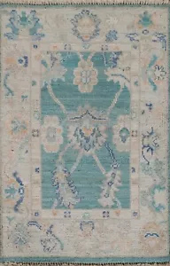 Muted Geometric Oushak Turkish Small Rug 2x3 ft Wool Hand-knotted Foyer Carpet - Picture 1 of 12