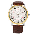 Business Automatic Mechanical Watch Mens Leather Strap White Dial Calendar Date