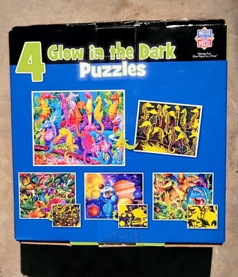 GLOW IN THE DARK NATURE PUZZLE SET~100 Pcs~4 Puzzles~New And Sealed!  - Image 1 of 3