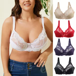 Women Lace Push Up Adjustable Bra Full Cup Support Lingerie Padded Brassiere UK - Picture 1 of 23