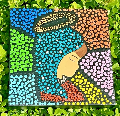 Pintura de puntos ANGEL ART de Columbia Colores modernos Navidad Ángel con halo 8x8" Foto 1 de 4