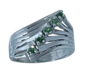 Anillo Tsavorita 14k, blanco, amarillo, rosa G, tamaño gratuito, EE. UU. - Imagen 1 de 8