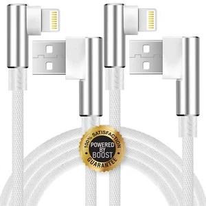Boost 6FT Charging Cables, 2 Pack 2M Right Angle Nylon Braided Fast Charger - Picture 1 of 8