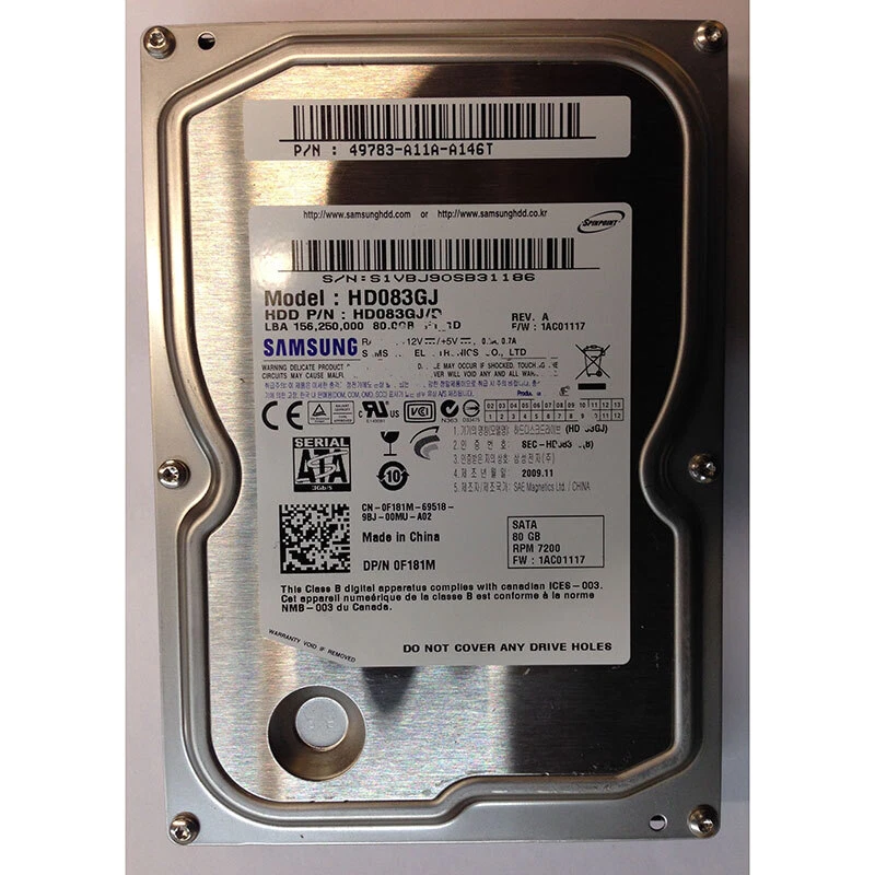0F181M - Dell 80GB 7200 RPM SATA 3.5" HDD - Image 1 of 1