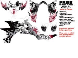 KIT GRÁFICO PLEGABLE DFR BLANCO/ROJO LATERALES/GUARDABARROS YAMAHA YFZ450 YFZ 450 - Imagen 1 de 6