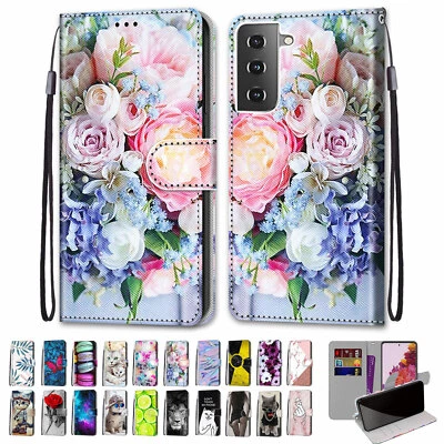 Para Samsung Galaxy Serie "S" Cuero Magnético Abatible Soporte Tarjeta Billetera Estuche Cubierta Foto 1 de 4