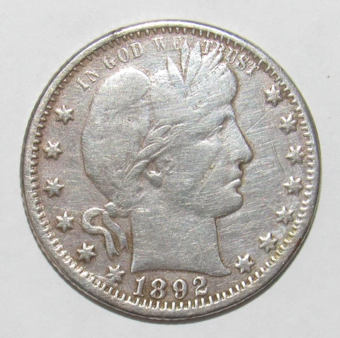 1892 S Barber Quarter XF DETAILS (I14) Cover