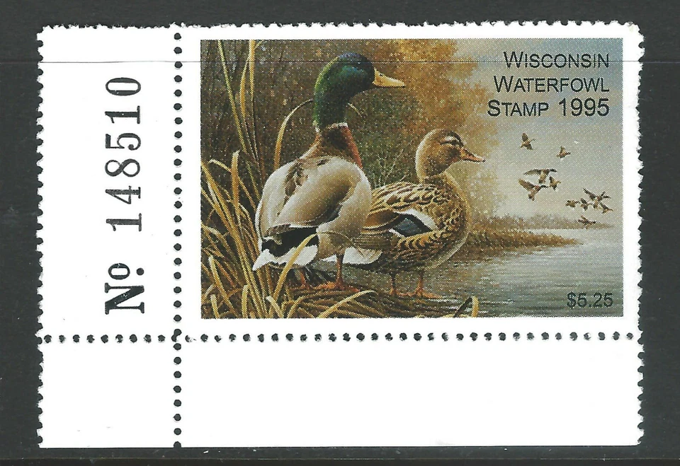 Bigjake: #WI18, $5.25 Mallards, 1995 Wisconsin Duck Stamp - Image 1 of 1