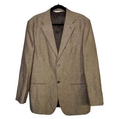 Perry Ellis Brown Striped Linen Blend Suit Jacket Size 44R New without tags - Image 1 of 4