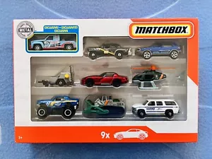 RARE 2019 Matchbox 9 pack includes LAMLEY 87 GMC WRECKER TOW TRUCK & NYPD - USED - Picture 1 of 10