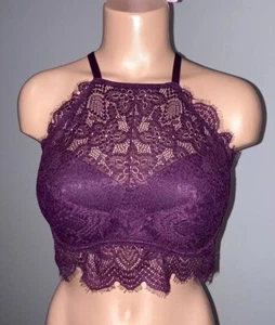 PINK by Victoria’s Secret lace halter push-up bralette NWoT M/D/DD burgundy - Picture 1 of 15
