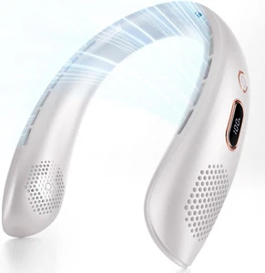 Portable Bladeless Neck Fan with 6000mAh Battery and LED Display, 3 Speeds - Picture 1 of 11