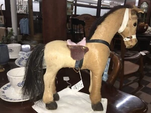 Folk Art Hide/Hair Horse with Horse Hair Tail - Picture 1 of 4