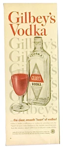 1958 Gilbey's Vodka Clear Smooth Heart of Vodka Red Drink Vintage Print Ad - Picture 1 of 1