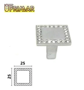 POMOLO CRISTALLO mm.25x25 PER MOBILE CUCINA BAGNO STRASS + CROMO LUCIDO - Foto 1 di 2