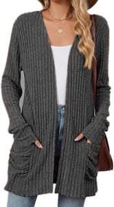 Women's lightweight cardigan, fashionable and casual, oversized long sleeved car - Picture 1 of 32