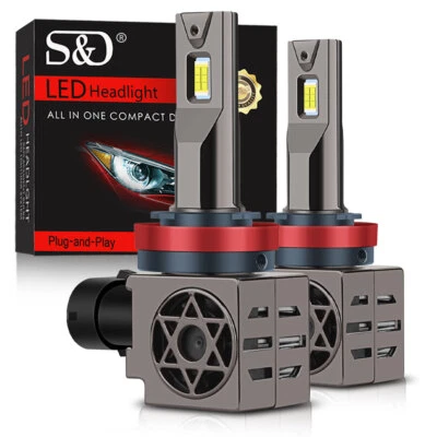 H11 H9 H8 CSP LED Headlight Bulbs Low Beam Fog Light 80W 22000LM 6500K White 2x - Image 1 of 4