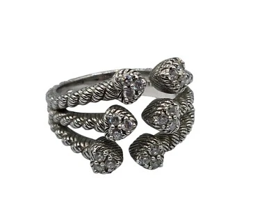 Anel Judith Ripka prata esterlina 925 Verona cabo coração zircônia cúbica tamanho 9 - Imagem 1 de 4