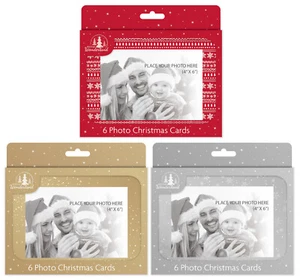 Pack de 6 Tarjetas de Navidad Personalizadas con Marco de Fotos 4 x 6" Haz las Tuyas Hágalo Usted Mismo - Imagen 1 de 9