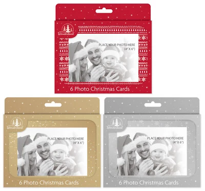 FESTIVE WONDERLAND Personalised Photo Frame Christmas Cards Pack Of 6 4" x 6" Make Your Own DIY