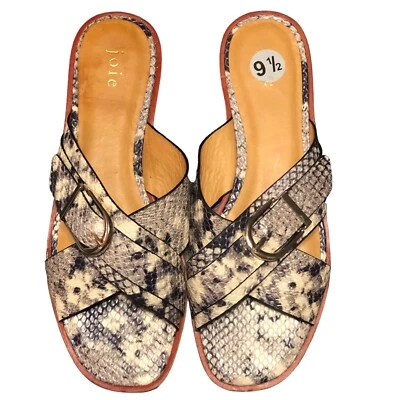 Sandalias Joie Panther Slide Estampado de Serpiente Pitón Sin Cordones Talla 9.5 Hebilla Informal Foto 1 de 4
