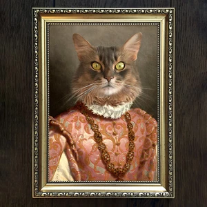 Custom Royal Cat Portrait - vintage portrait pet Queen Princess outfit dog - Picture 1 of 12
