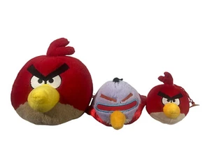Set Lot Of 3 Angry Birds Plushes - Red Birds and Space Lazer Bird Plz Read B3 - Picture 1 of 3