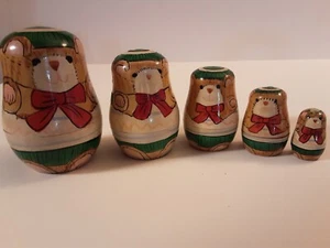 Juego de 5 osos anidadores de Navidad Enesco - Imagen 1 de 11