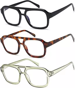 Occhiali da Lettura Unisex Aviatore Confezione da 3 Blu Blocco Luce x1,00 Resistenza - Foto 1 di 2