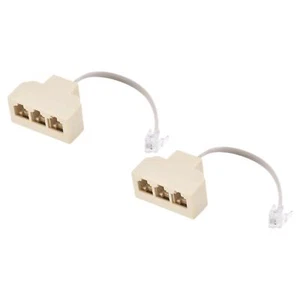 Telefonbuchse 6P4C Stecker an 3 Buchse Telefonverteiler mit Verlängerung 2 Pack - Bild 1 von 5