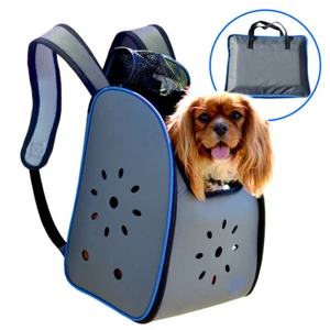 Pop Up PET BACKPACK CARRIER Dog Cat Bag Carrying Crate Bike Hiking Subway Travel - Picture 1 of 10