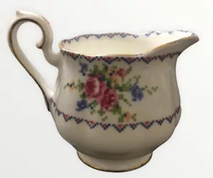 Royal Albert Creamer Bone China Petit Point Needlepoint Flowers Gold Trim Roses - Picture 1 of 7