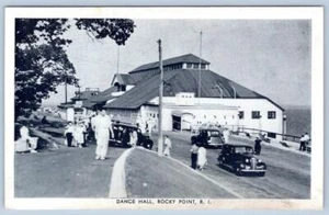 1930-40's ROCKY POINT RHODE ISLAND DANCE HALL OLD CARS MAX LATT ANTIQUE POSTCARD - Picture 1 of 2