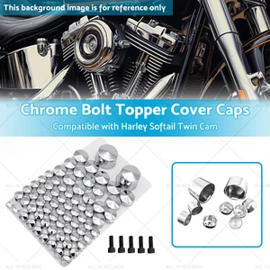 Chrome Bolt Topper Cover Caps Suitable for Harley Twin Cam Softail 07-13 - Picture 1 of 12