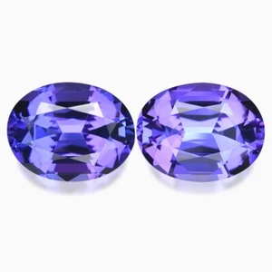 7.12ct FANTÁSTICO MAESTRO CORTE OVALADO NATURAL AAA RICA LAVANDA TANZANITA PAR - Imagen 1 de 1