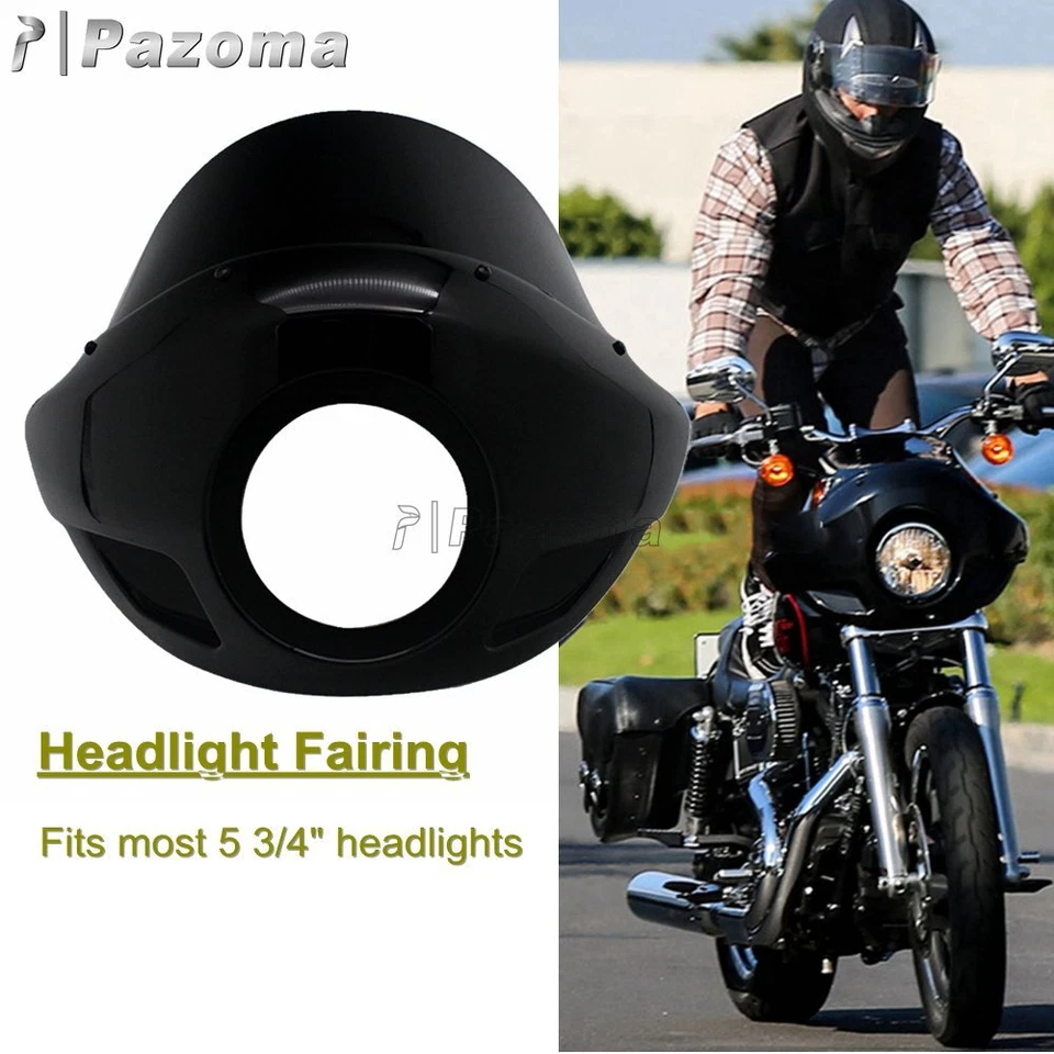 Máscara de parabrisas carenado de faros de 5,75" con horquillas de 35-49 mm para Harley Street Bob Foto 1 de 4