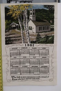 Vtg Kay Dee Folk Art 1982 Calendar Dish Tea Towel Little Church Covered Bridge - Picture 1 of 11