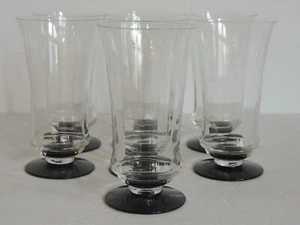 Exc Set 7 Elegant Art Deco Optic Glasses Stemware Black Amethyst 8 oz Vintage - Picture 1 of 6
